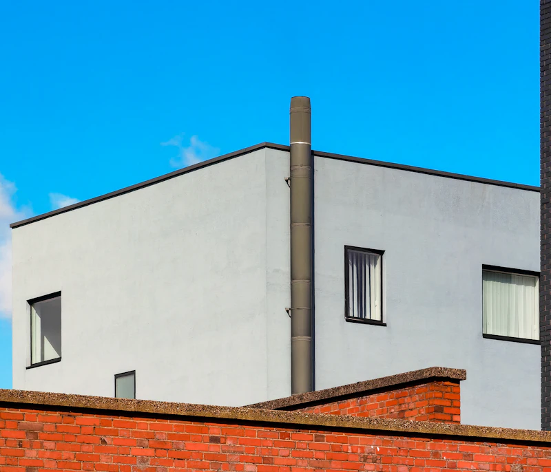 Rendered white house exterior against a clear sky